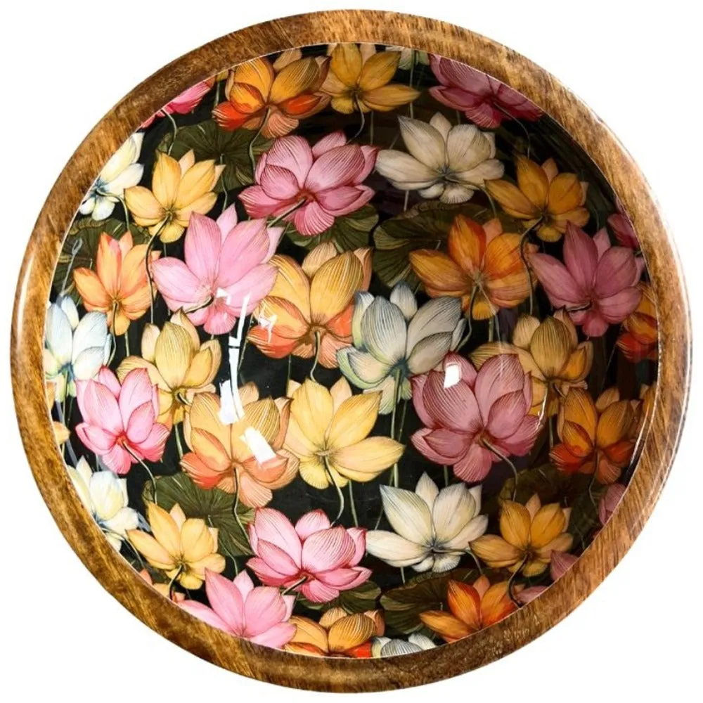 Beikircher Grünland ciotola legno mango 25 cm nera fiore