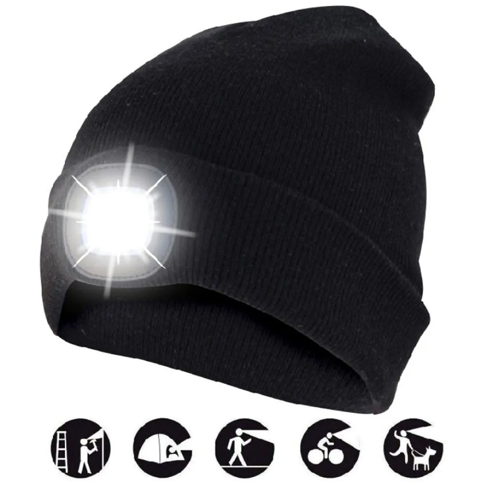 Berretto bambini con luce LED ricaricabile antracite caldo
