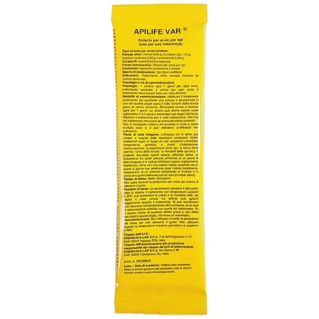 ApiLife VAR Strisce Anti Varroa 2 Pezzi al Timolo