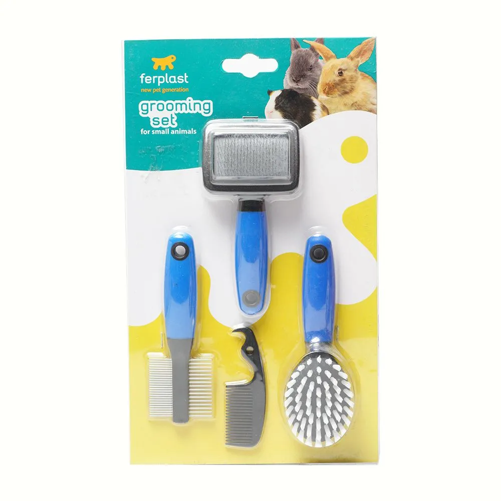 GRO 5998 set spazzole coniglio pelo corto manico colorato