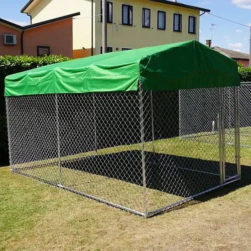 Il Verde Mondo Recinto Cani Esterno con Tetto 3,96x2,28 m Zincato