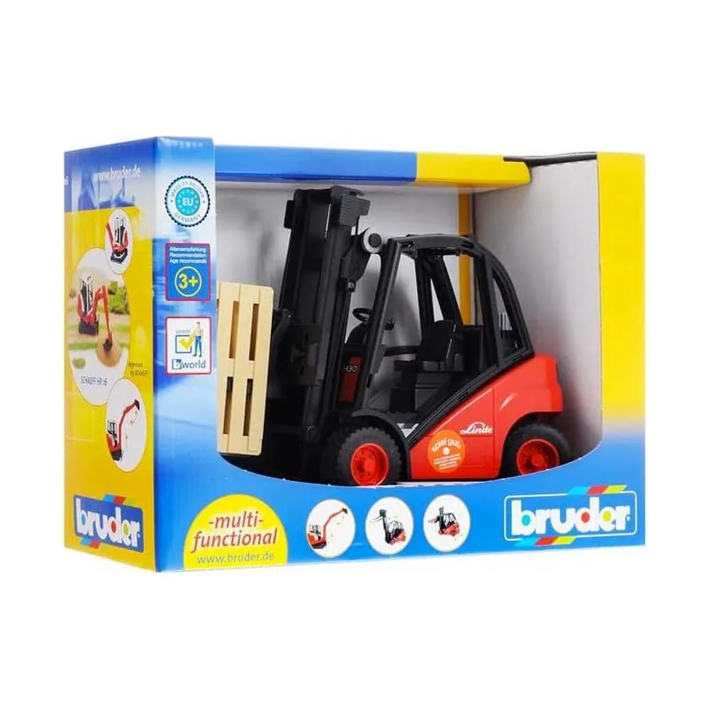 Bruder Linde H30D muletto giocattolo con pallet scala 1:16