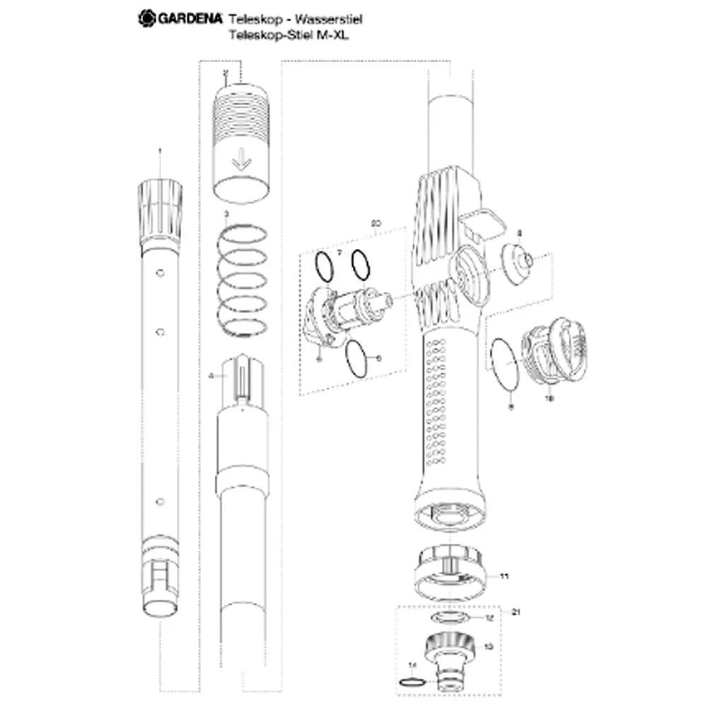 Gardena Cleansystem Handle M manico 150 cm alluminio