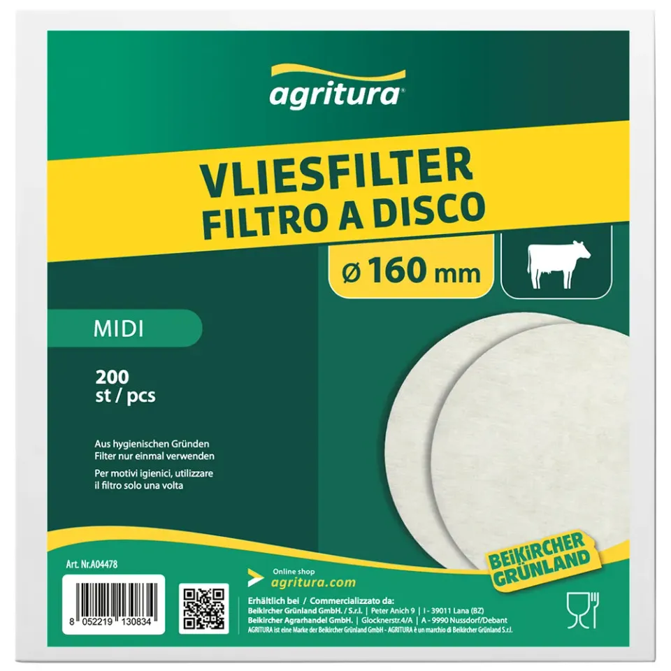 Agritura Vlies filtri latte 200 mm 200 pezzi monouso