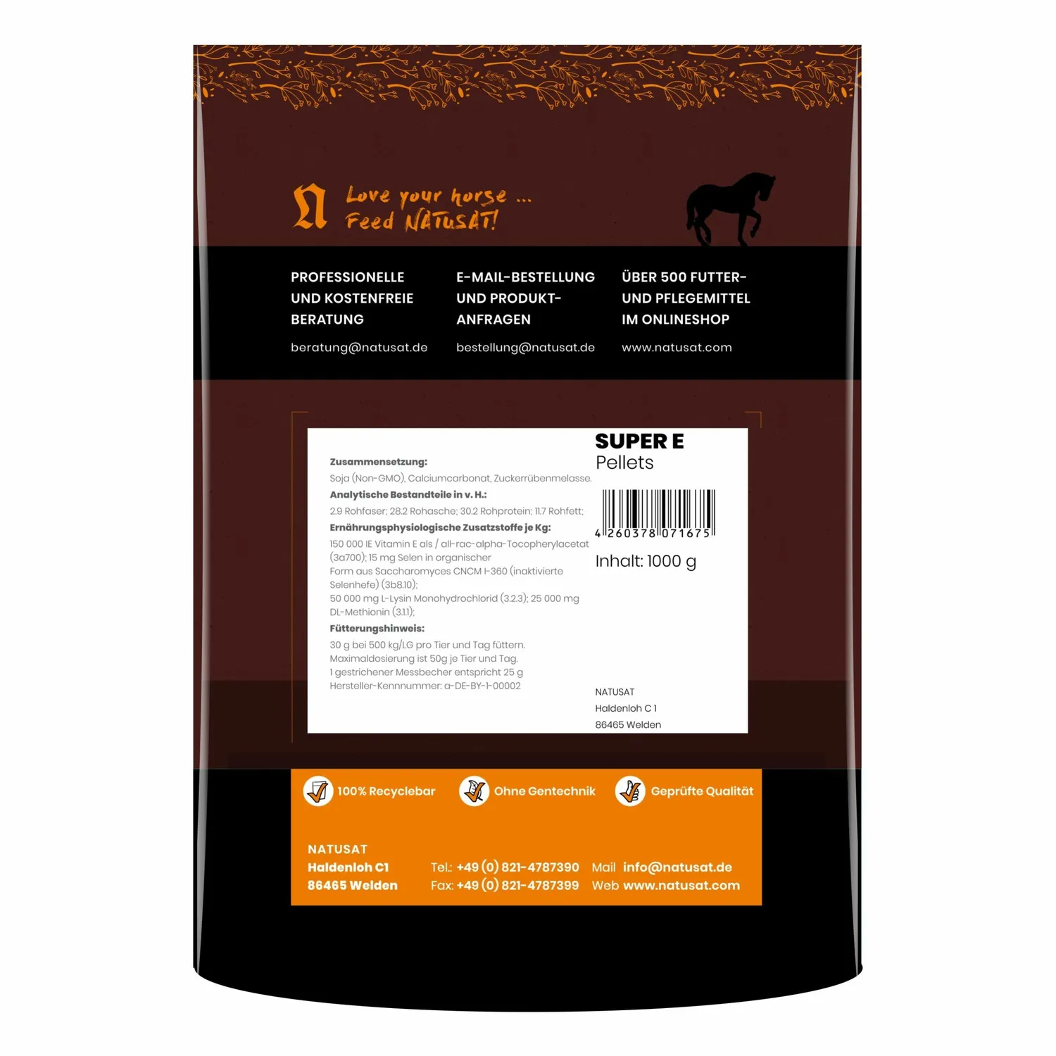 Natusat Super E Pellets Integratore Vitamina E Cavalli 1 kg