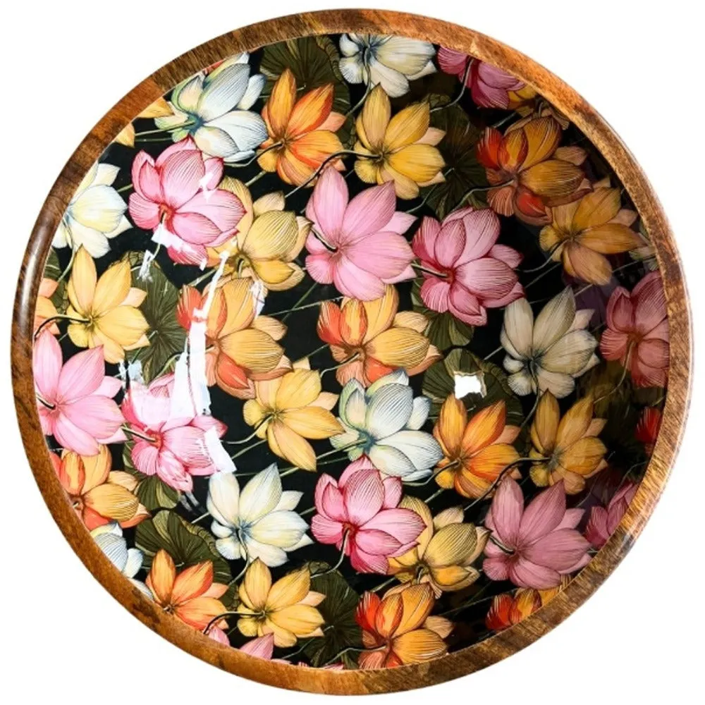 Beikircher Grünland ciotola legno mango 25 cm nera fiore