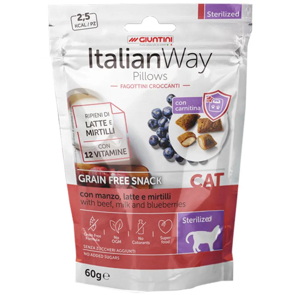 ItalianWay Pillows snack gatto 60 g pollo latte curcuma