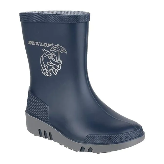Dunlop Mini stivali bambini gomma blu/grigio comodi