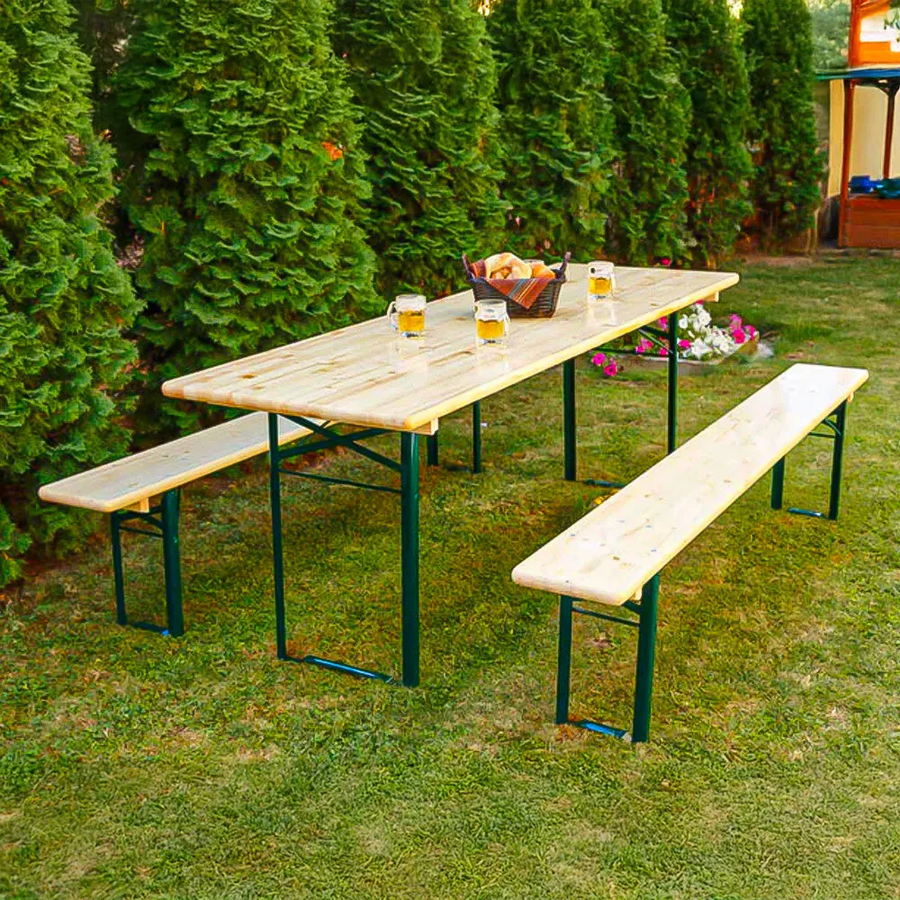 Beikircher Grünland set birreria legno 220x70 pieghevole 3 pezzi