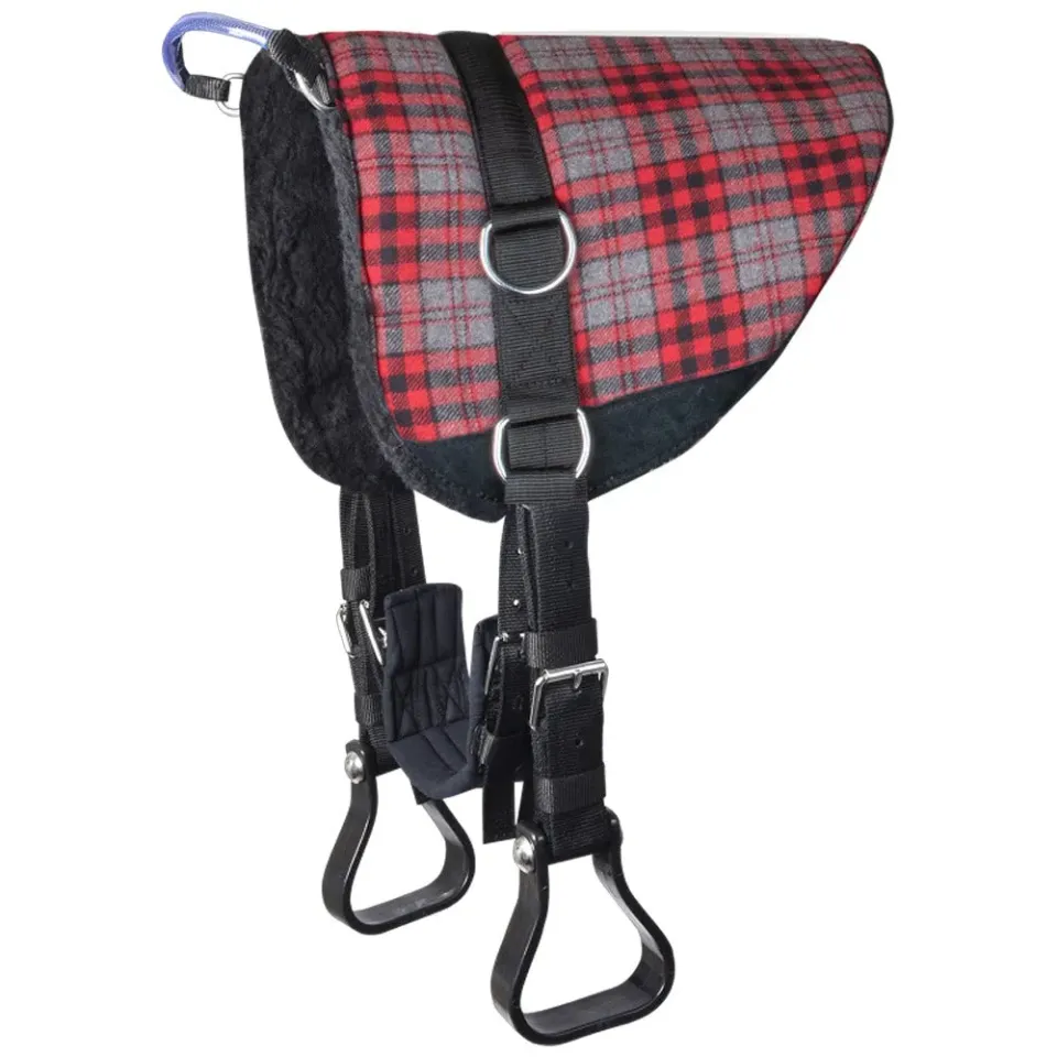 Sottosella bareback grigio-rosso con staffe e sottopancia