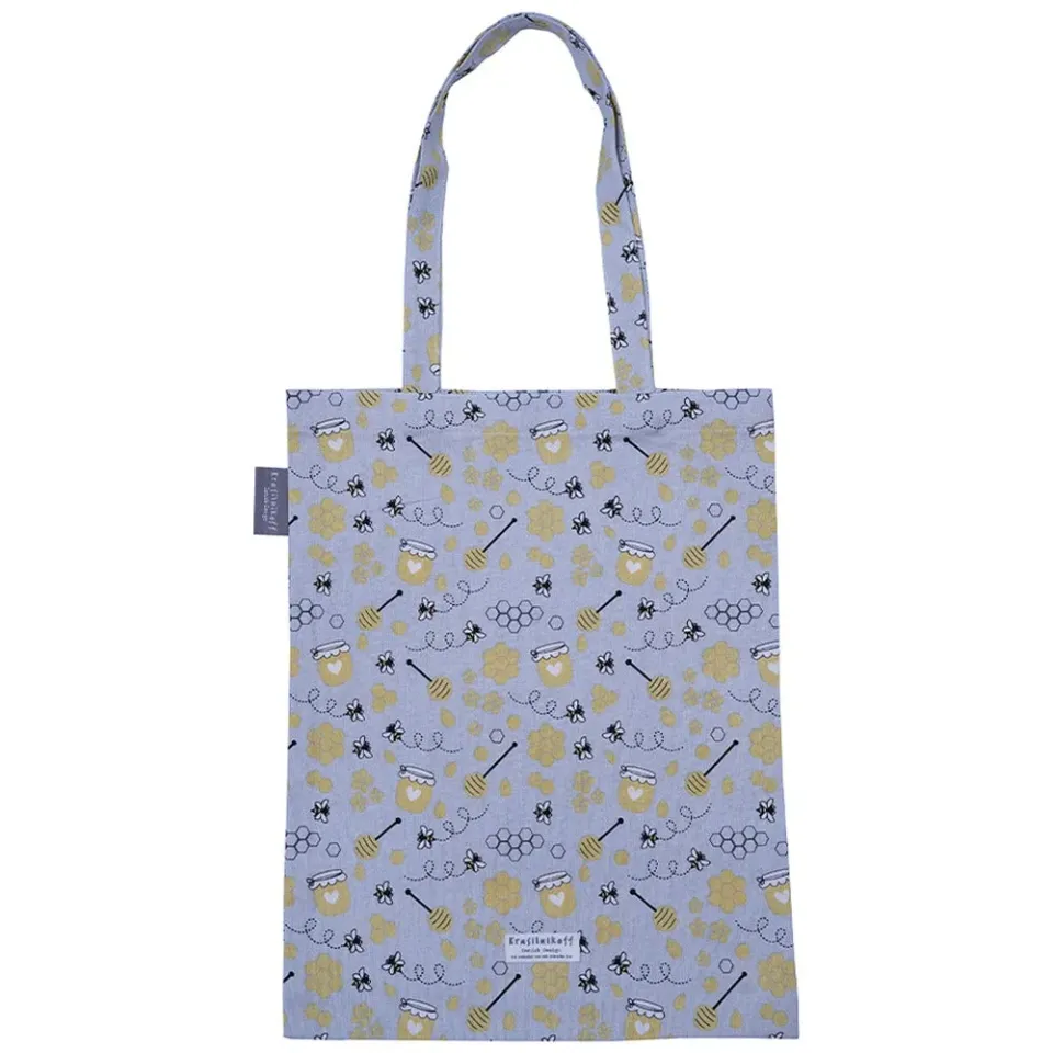 Shopper cotone Bee grigia 35x45 cm borsa spesa