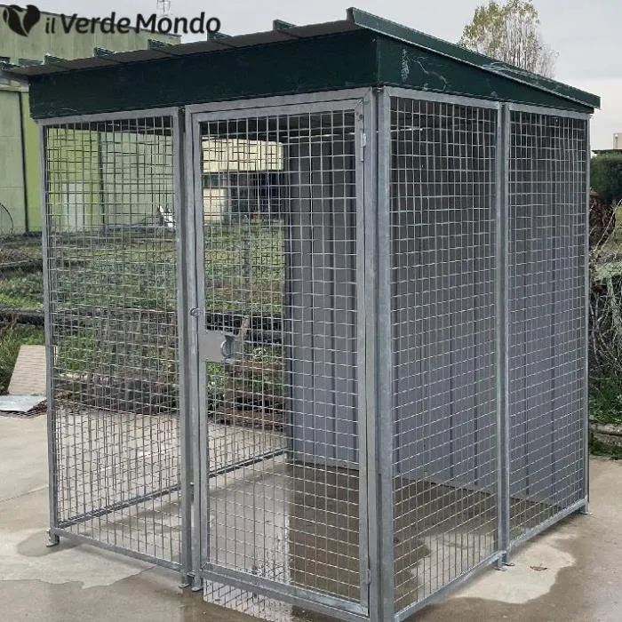 Il Verde Mondo recinto cani in ferro 191x191x200H con tetto