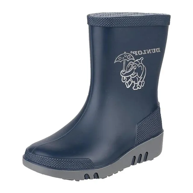 Dunlop Mini stivali bambini gomma blu/grigio comodi