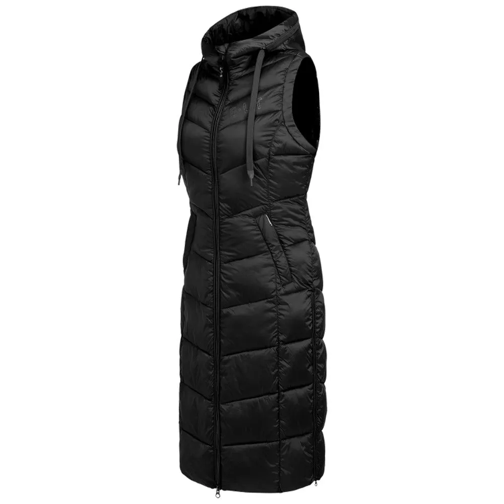 Beikircher Ostende gilet donna trapuntato lungo nero antivento