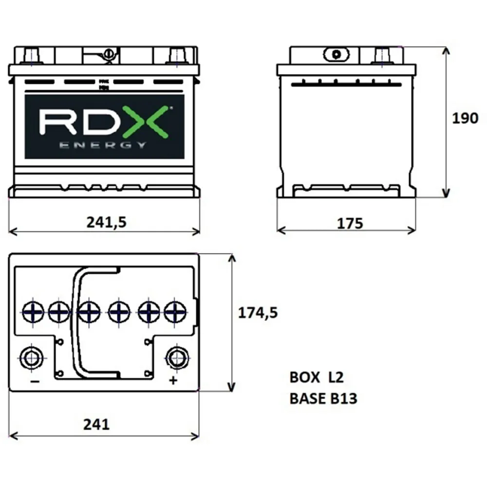 Beikircher Grünland RDX 12V 60Ah Batteria Auto 500A