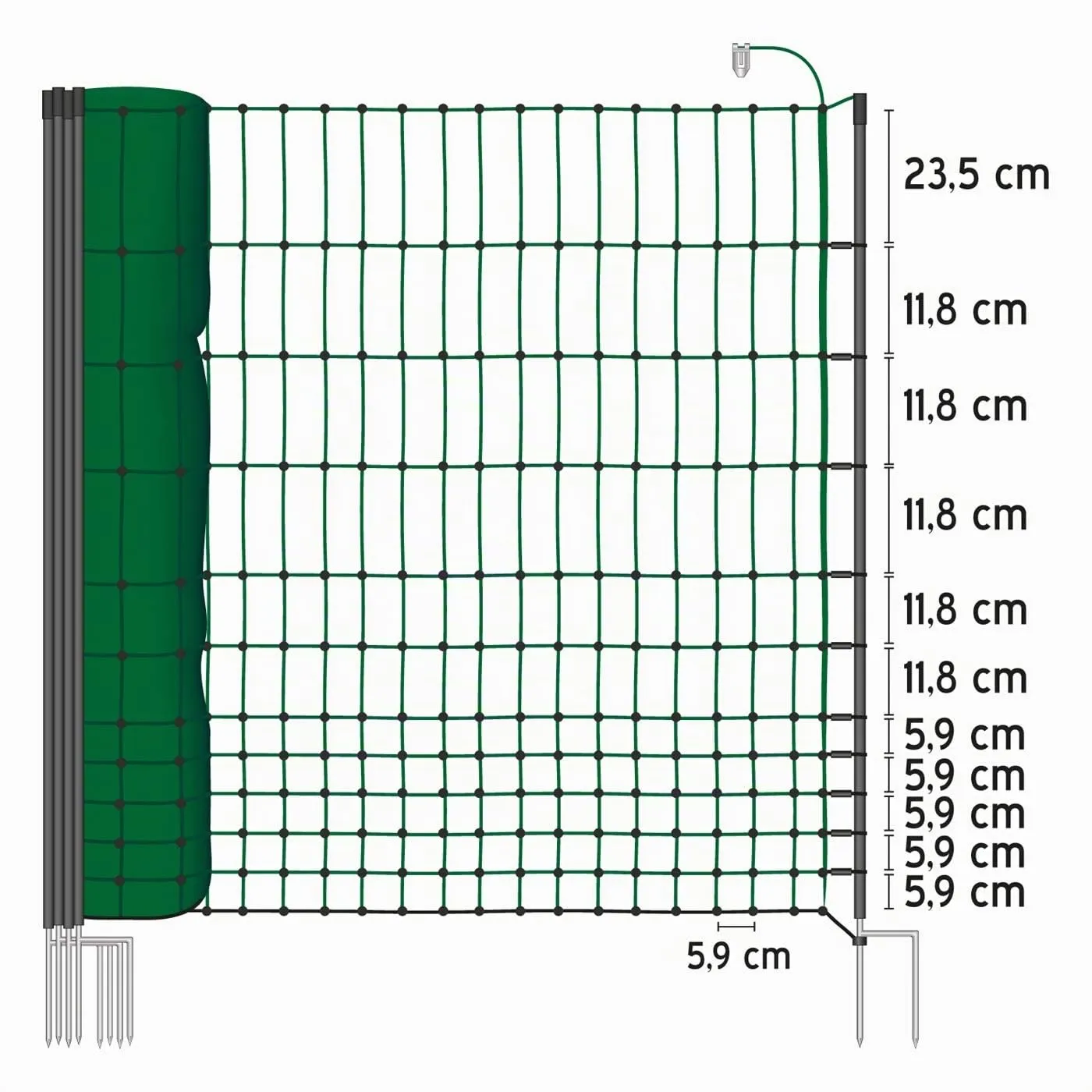 VOSS.farming Classic Rete Pollame Elettrificabile 50 m 112 cm Verde 16 Pali