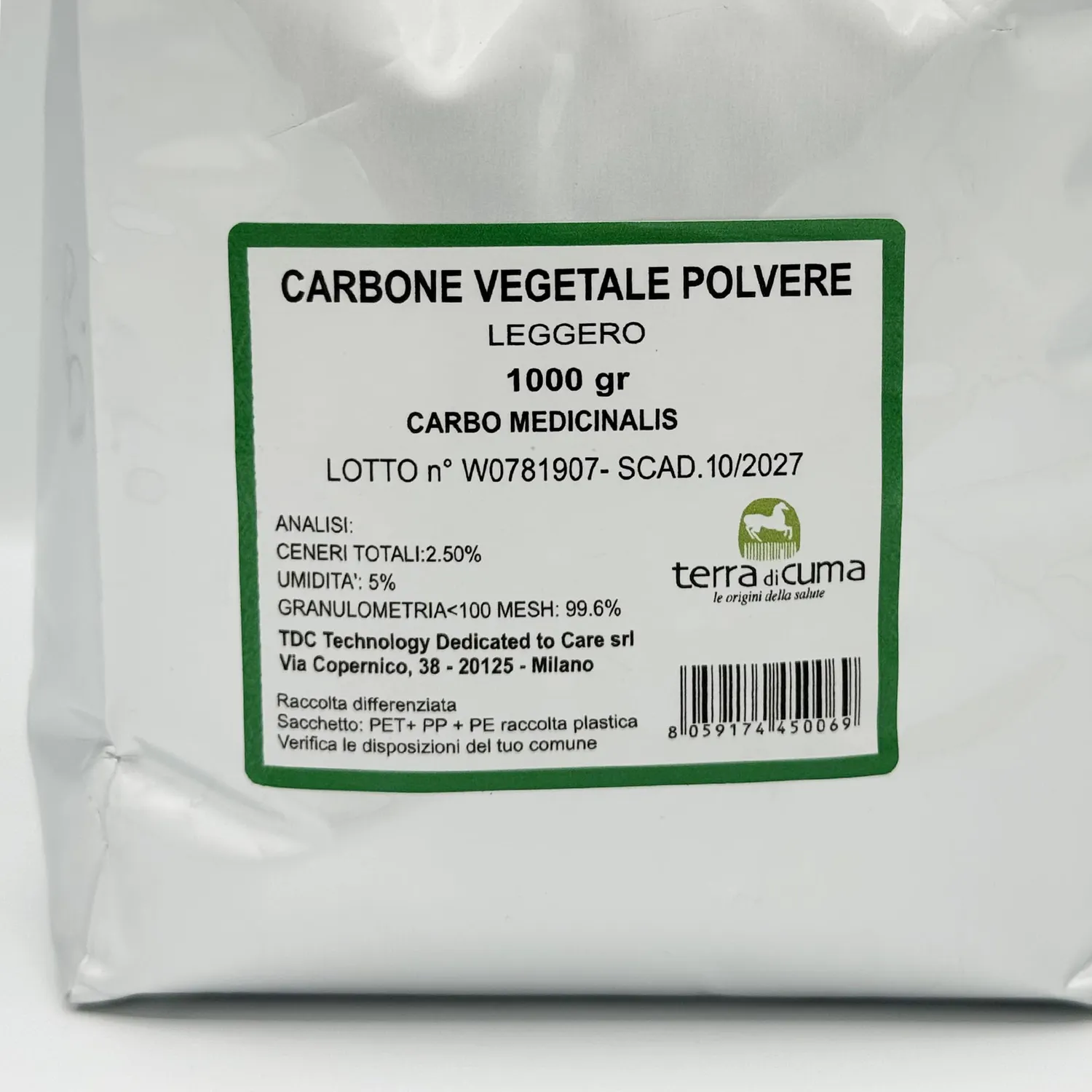 Terra di Cuma Carbone vegetale integratore 1 kg digestivo