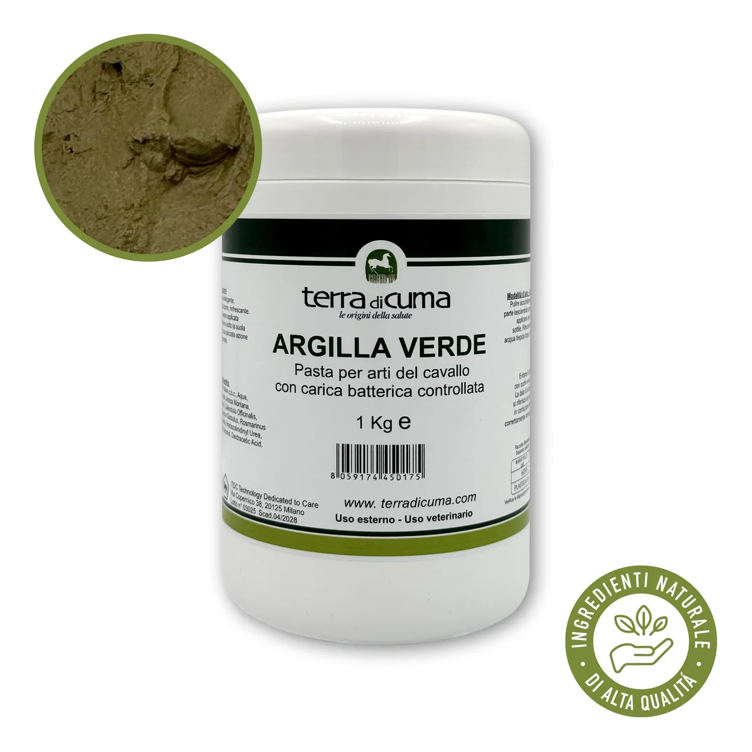 Terra di Cuma Argilla Verde Cavalli 1 Kg Rinfrescante