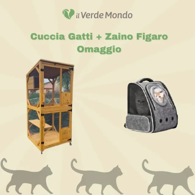 Il Verde Mondo Minou Cuccia Gatti Esterno con Zaino Figaro