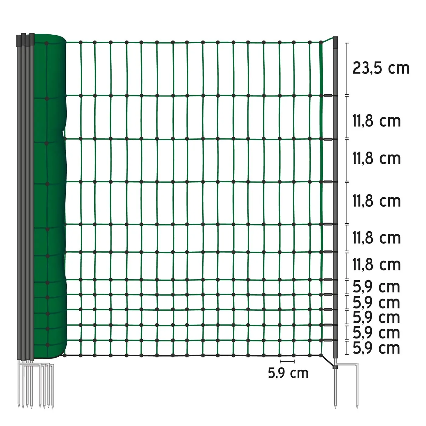 VOSS.farming Classic Rete Pollame 112 cm x 25 m Verde 9 Pali