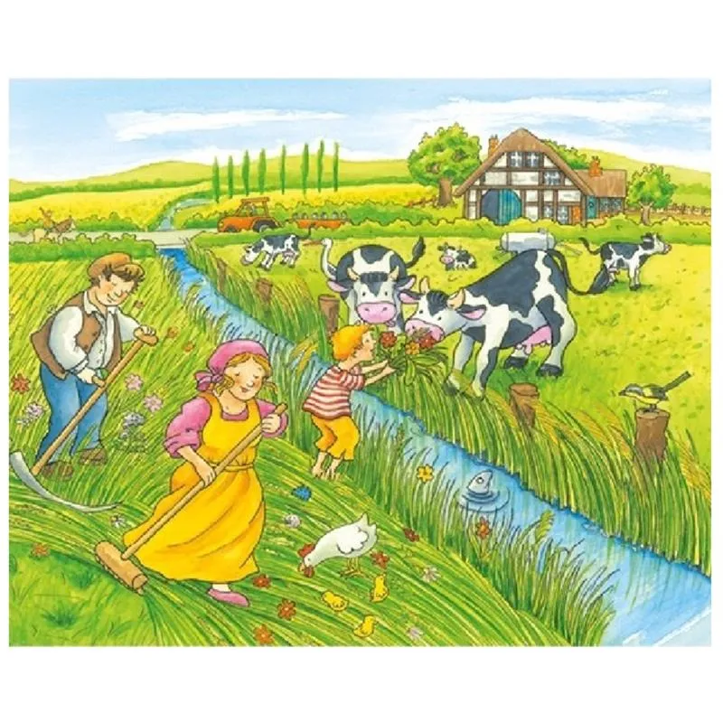 Goki Farm 4 Stagioni puzzle cubi legno 12 pezzi