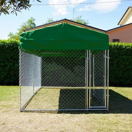 Il Verde Mondo Recinto Cani Esterno con Tetto 3,96x2,28 m Zincato