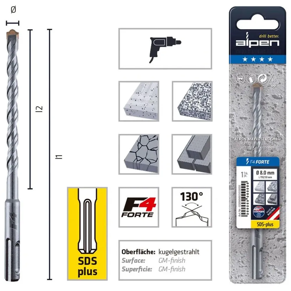 Alpen F4 Punta SDS Plus 24x260 mm Cemento