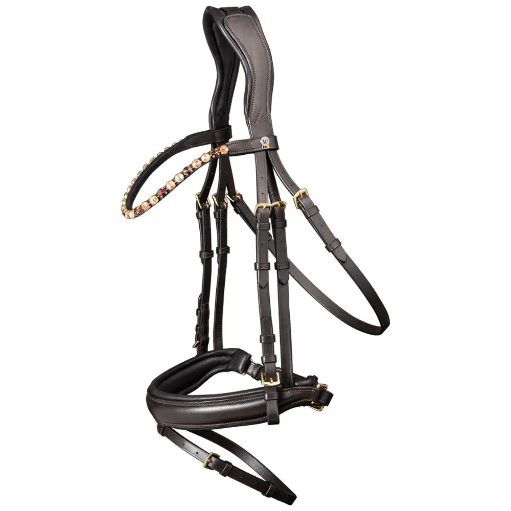 Waldhausen X-Line Goldheart briglia cavallo nera Cob ottone