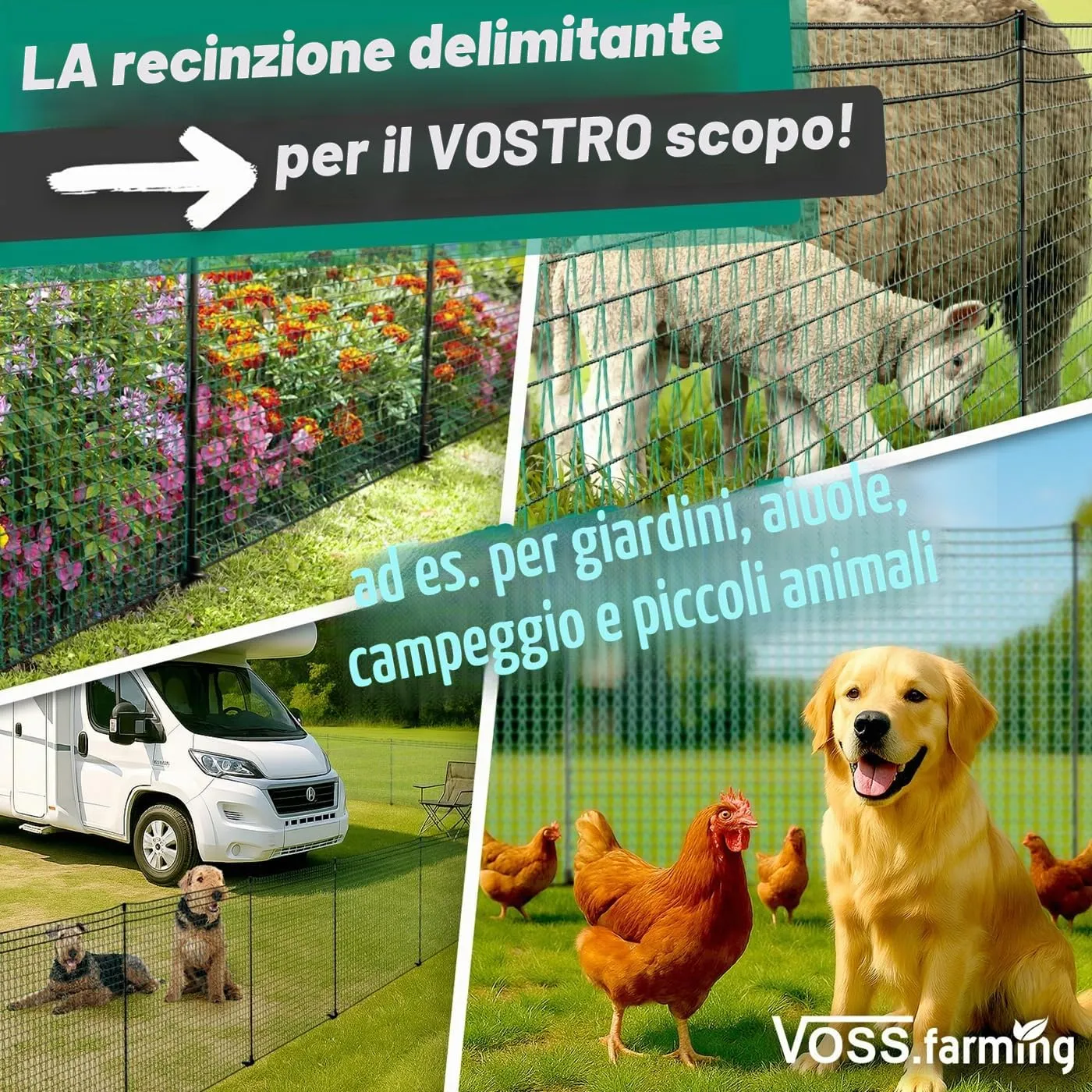 VOSS.farming Classic Rete Perimetrale Verde 20 m x 80 cm