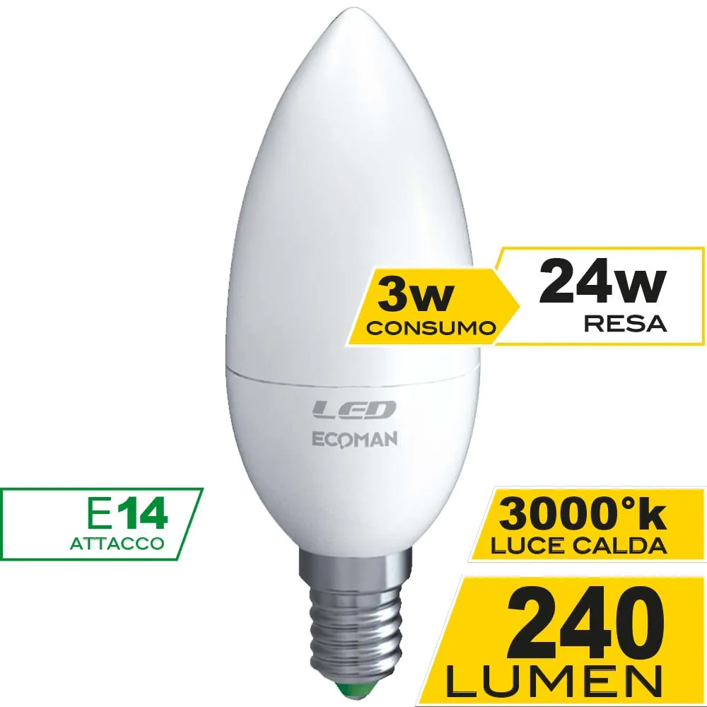 Beikircher Grünland mini lampadina LED E14 3W luce fredda