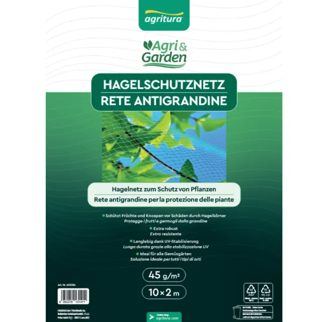 Agritura rete antigrandine 45 g/m² 10x2 m piante