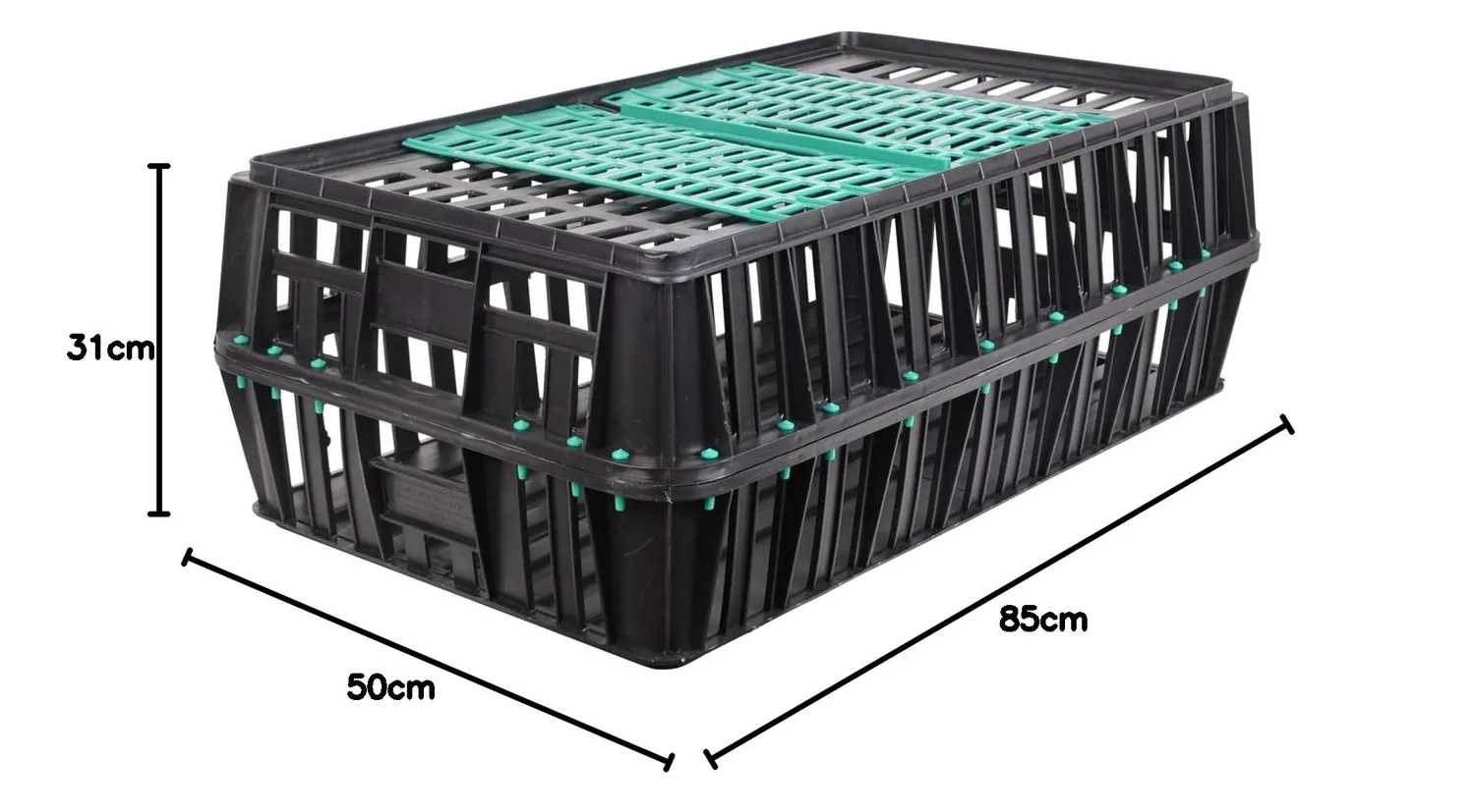 VOSS.farming Gabbia Trasporto Pollame 83x50,5x31 cm Porta Scorrevole