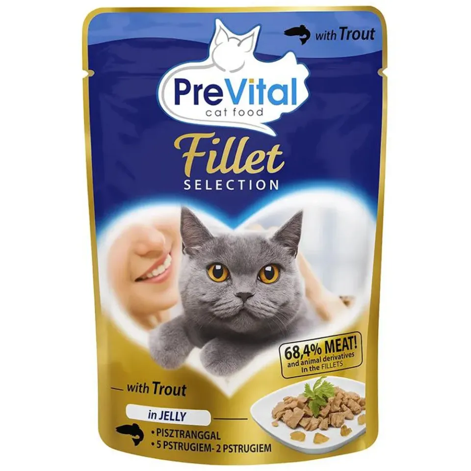 PreVital filetti trota in gelatina cibo gatto 85 g completo