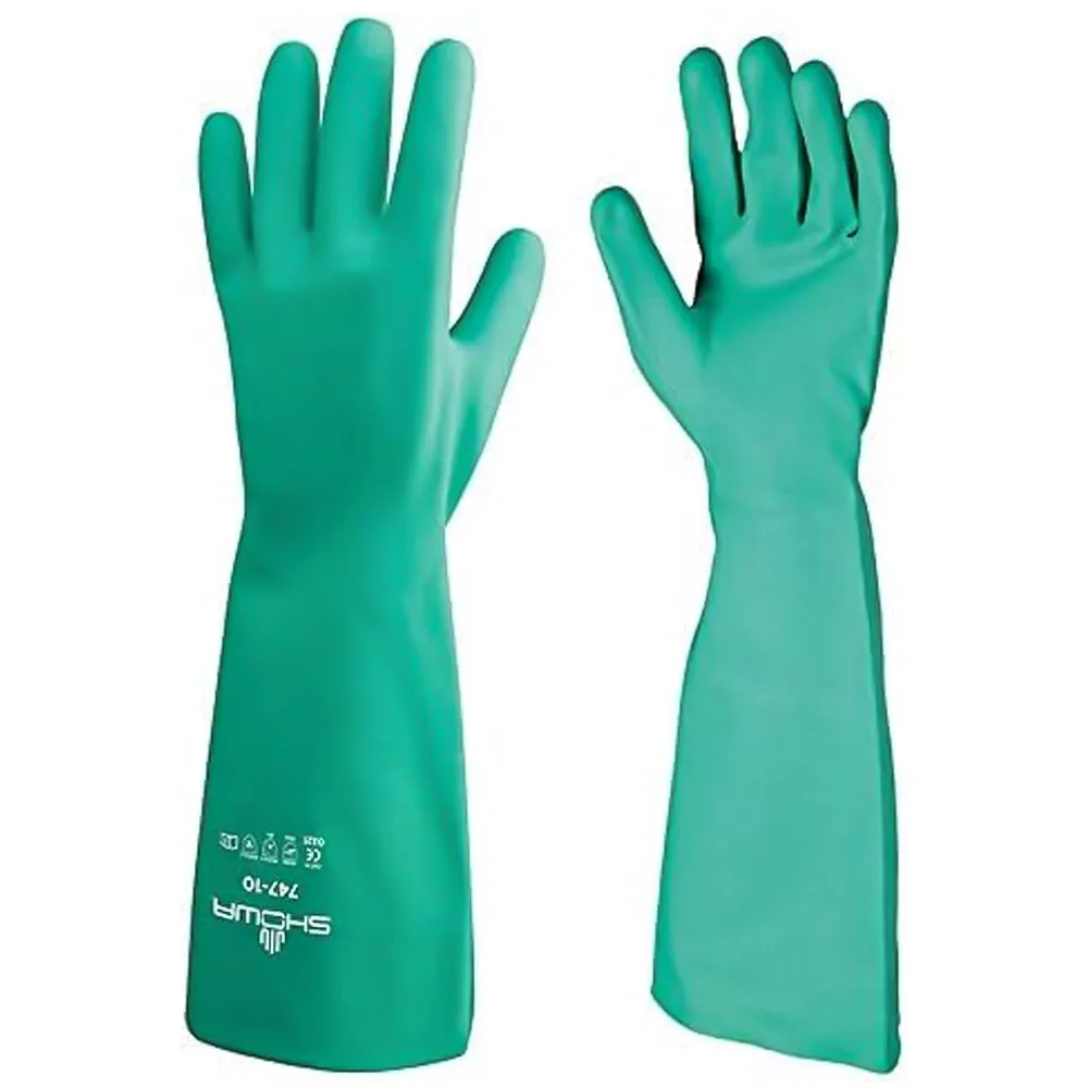 Showa 747 guanti chimici nitrile manica lunga L resistenti