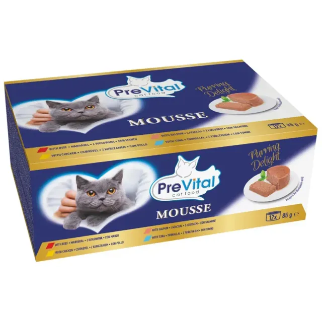 PreVital cibo umido gatto adulto 4x85g manzo pollo tonno salmone