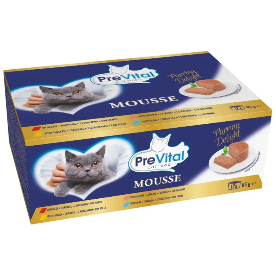 PreVital cibo umido gatto adulto 4x85g manzo pollo tonno salmone