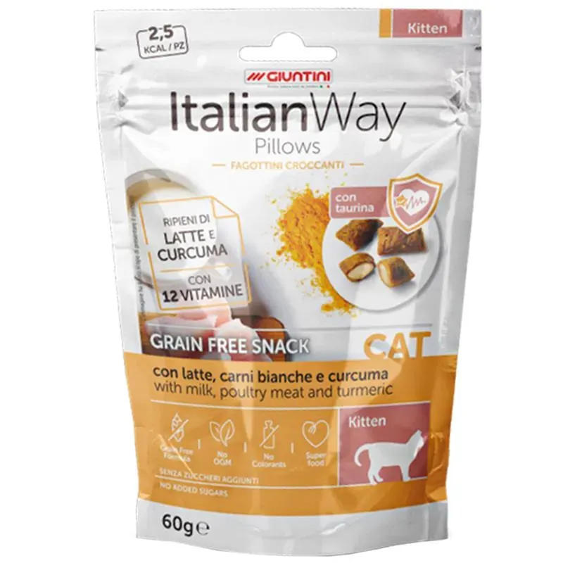 ItalianWay Pillows snack gatto 60 g pollo latte curcuma