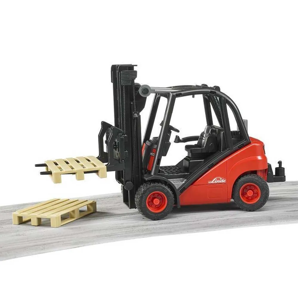 Bruder Linde H30D muletto giocattolo con pallet scala 1:16