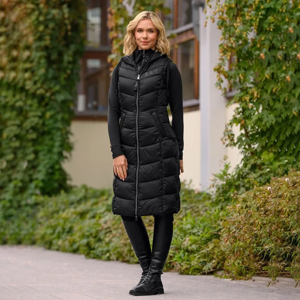 Beikircher Ostende gilet donna trapuntato lungo nero antivento