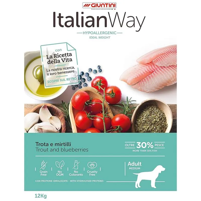ItalianWay Hypoallergenic Crocchette Cane Trota Mirtilli 12kg