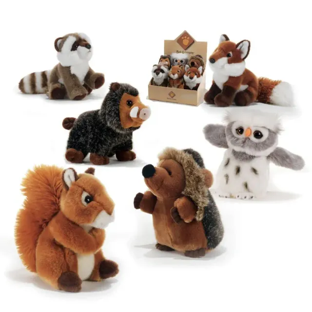 Set 6 peluche animali bosco fattoria bambini 12 mesi