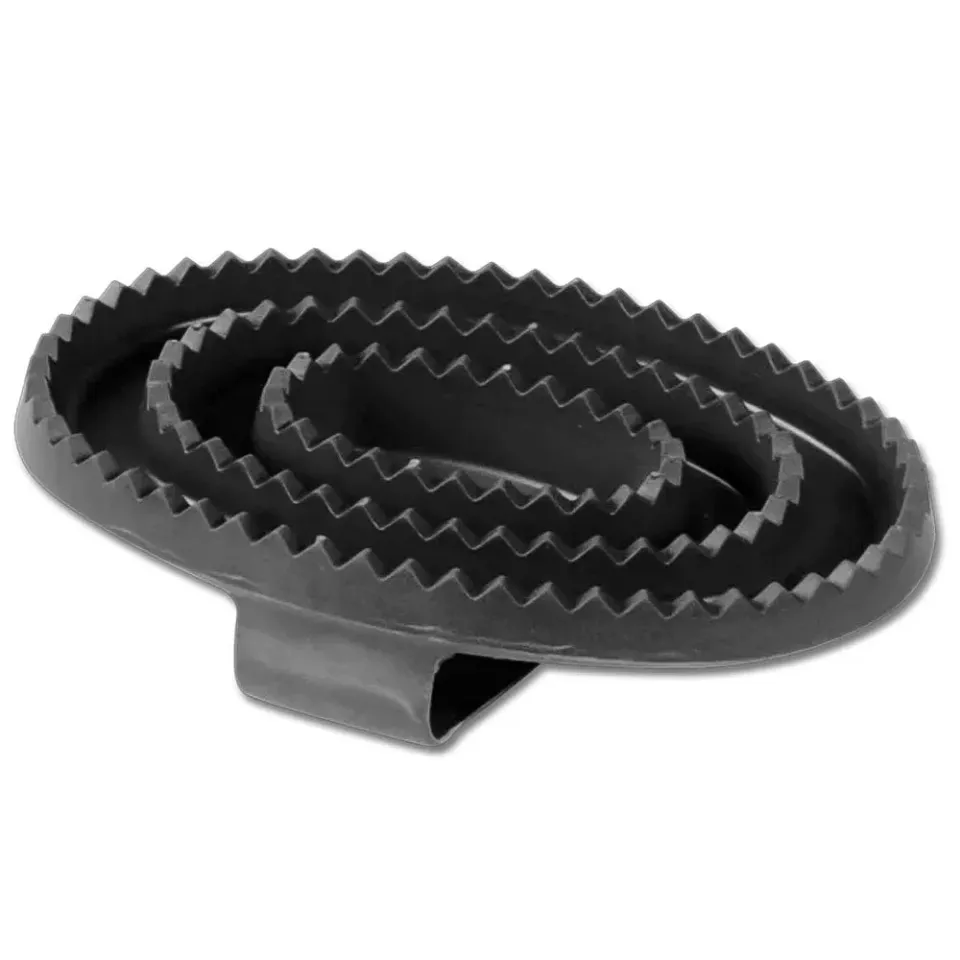 Striglia gomma cavallo grande nera 16 cm pelo morto
