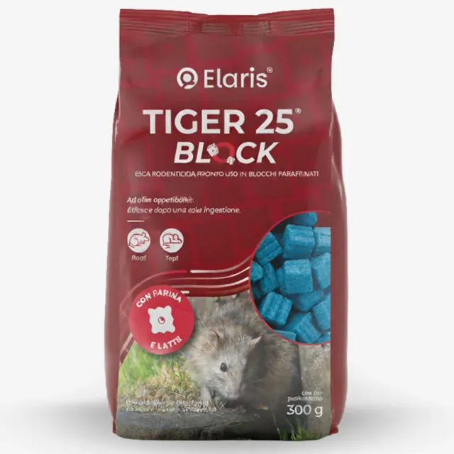 Tiger 25 Block esca topicida paraffina ratti e topi