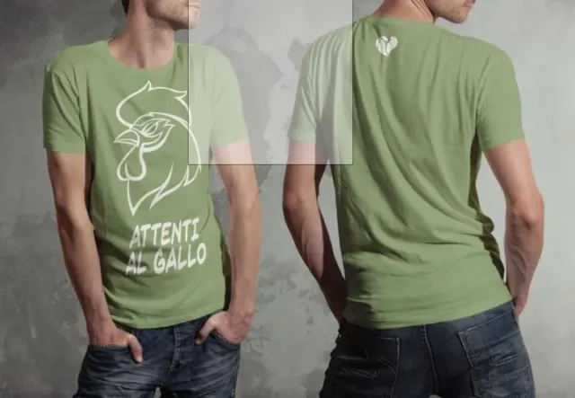 Il Verde Mondo Attenti al Gallo t-shirt bimbo cotone 5-6 anni