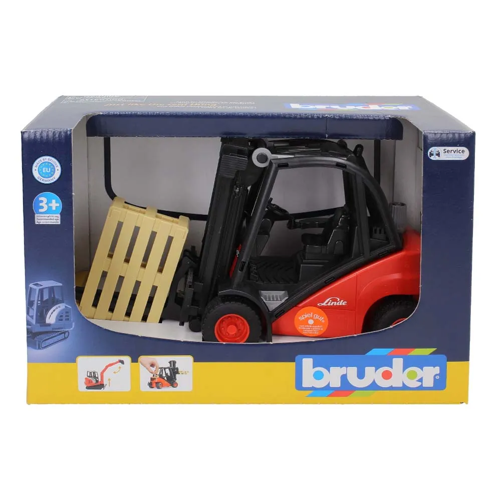 Bruder Linde H30D muletto giocattolo con pallet scala 1:16