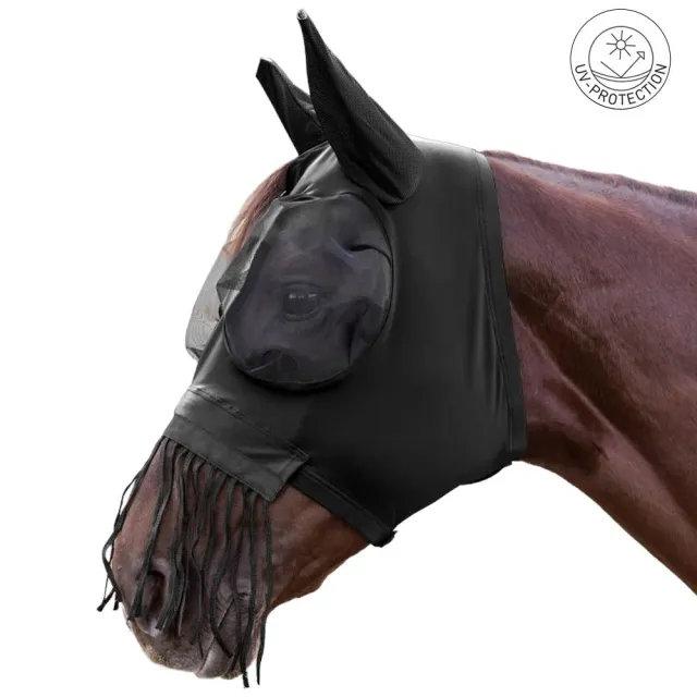 Puck maschera antimosche cavallo con frange naso elastica