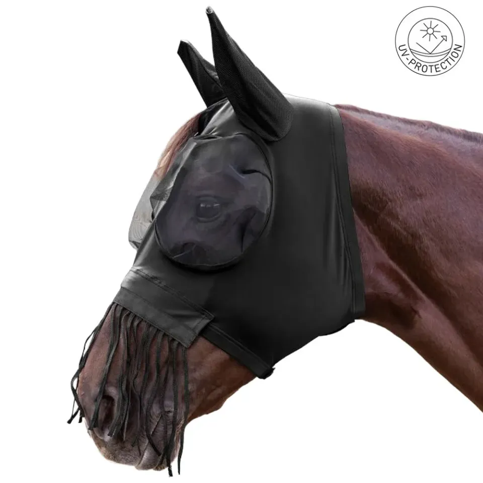 Puck maschera antimosche cavallo con frange naso elastica