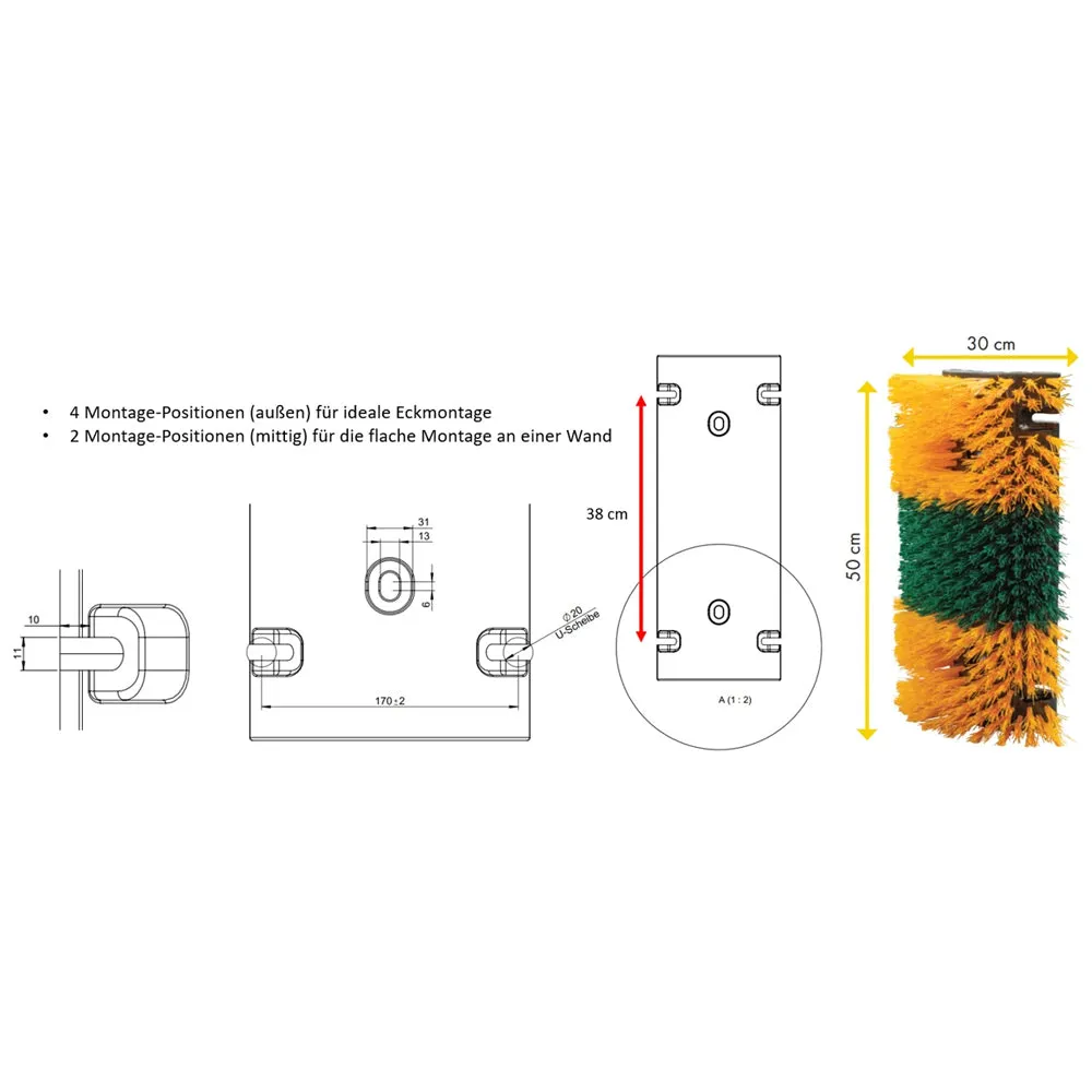 Beikircher Grünland Multifix Spazzola Angolare Kit Completo