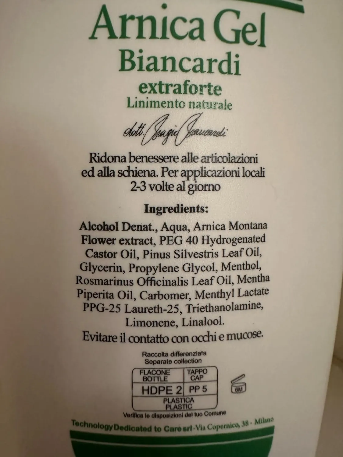 Terra di Cuma Arnica Gel Biancardi Extraforte 500 ml