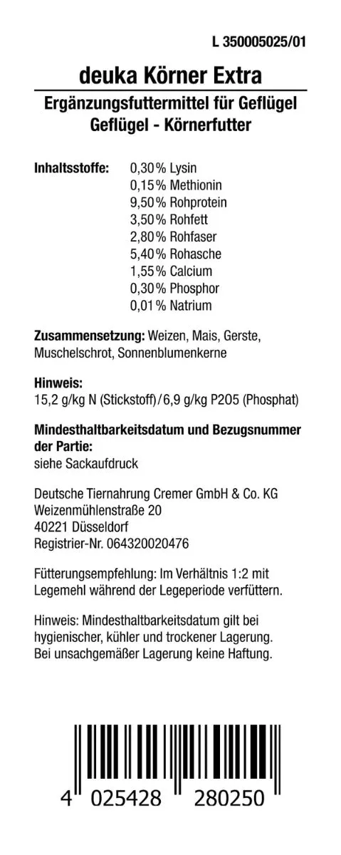Beikircher Grünland Deuka Körner Extra granaglie galline 25 kg
